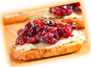 Roasted Balsamic Cranberry and Brie Crostini