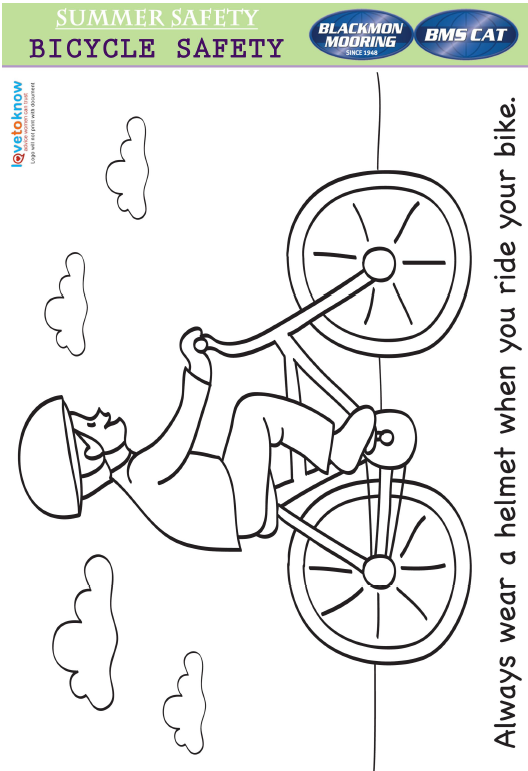 Bicycle Helmet Safety Coloring Page