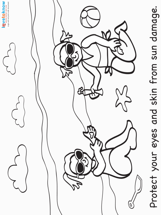 Summertime Sun Safety Coloring Page