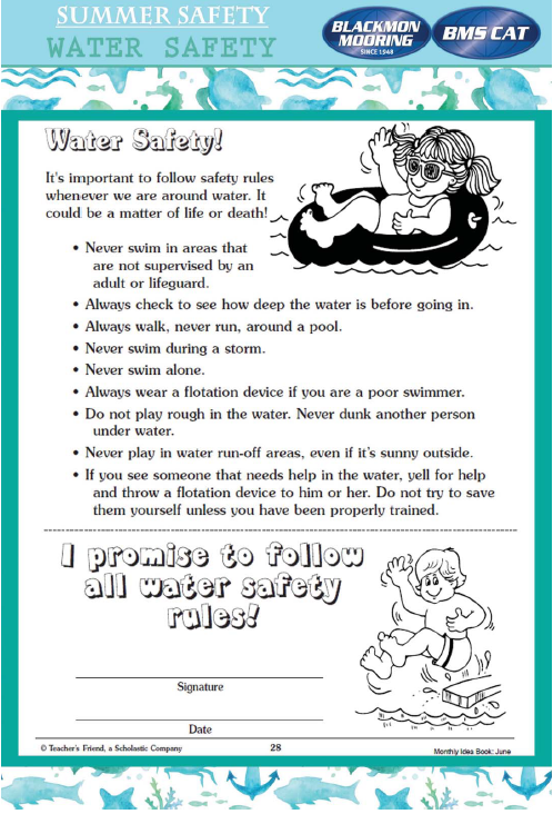 Water Safety Promise Sheet